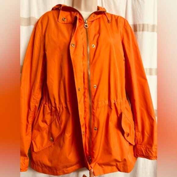 Lauren by Ralph Lauren Autum Orange Hooded Rain/Windbreaker Light Jacket Sz M - Picture 4 of 9